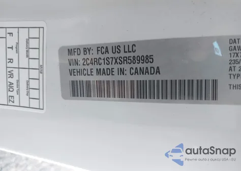 2025 Chrysler Pacifica Hybrid Select из США, поврежденный, VIN 2C4RC1S7XSR589985